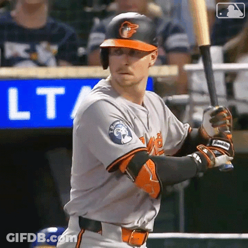 Baseball Player Holding Bat Near 'LT' Sign GIF