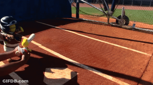 Baseball Player Holding Bat With Helmet And Gloves GIF