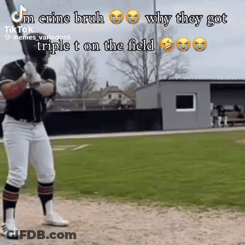 Baseball Player Im Crine Bruh Why They Got Triplet On The Field GIF