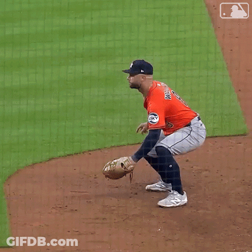 Baseball Player In Astros Jersey On Base GIF
