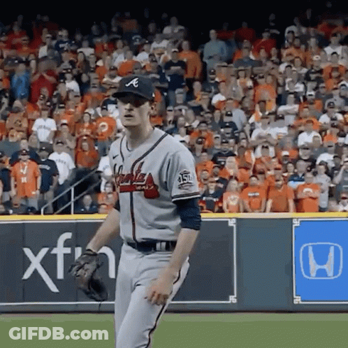 Baseball Player In Atlanta Braves Uniform On Field GIF