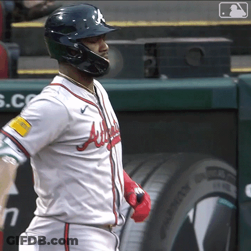 Baseball Player In Atlanta Jersey And Helmet GIF
