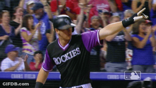Baseball Player In Black And Purple Rockies Jersey GIF