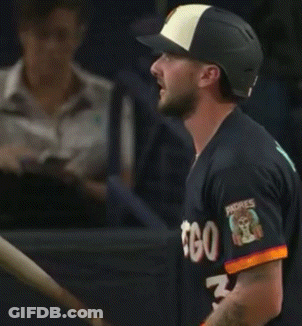 Baseball Player In Black And White Hat Number 2 GIF