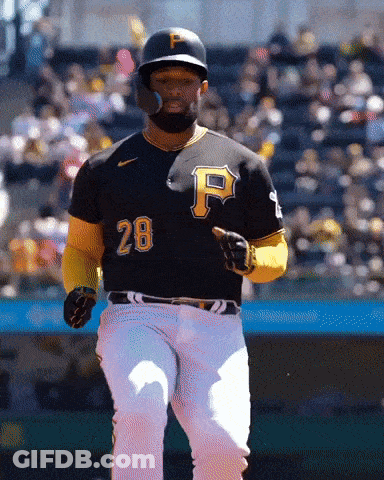 Baseball Player In Black And Yellow Jersey With P GIF