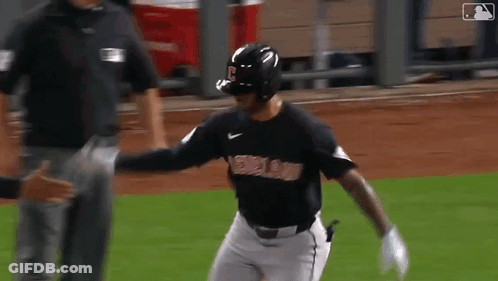 Baseball Player In Black Boston Jersey Running GIF