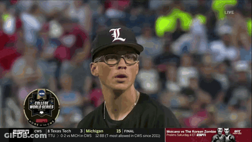 Baseball Player In Black Hat With L GIF