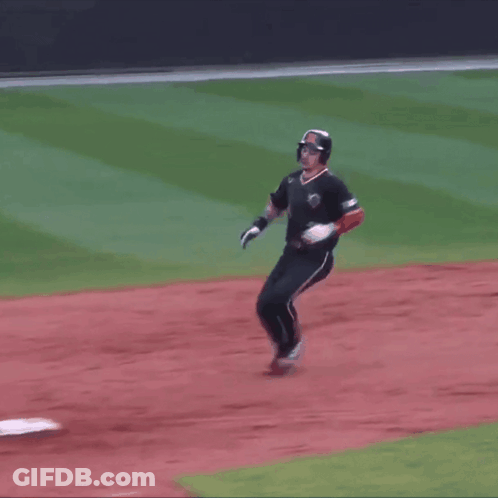 Baseball Player In Black Uniform With Letter O GIF