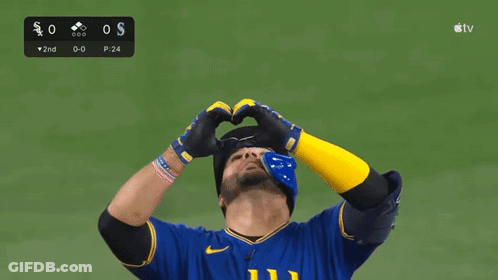Baseball Player In Blue And Yellow Seahawks Uniform GIF