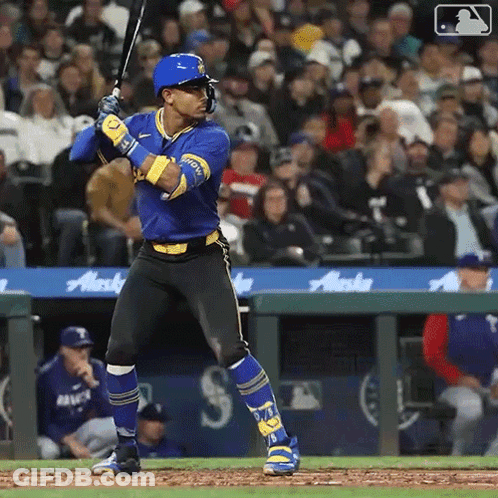Baseball Player In Blue And Yellow Uniform GIF