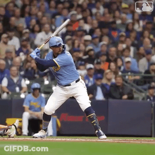 Baseball Player In Blue Brewers Jersey GIF