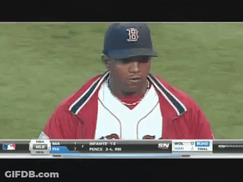 Baseball Player In Blue Cap With Letter B GIF