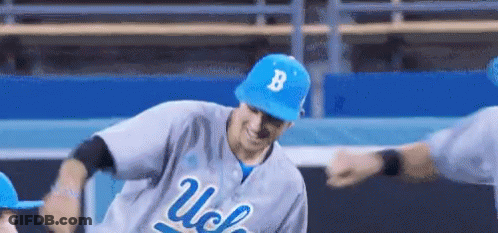 Baseball Player In Blue Hat With Letter B GIF