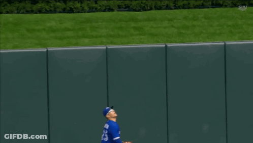 Baseball Player In Blue Jays Uniform Running GIF