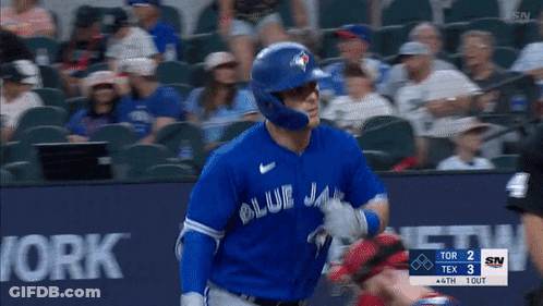 Baseball Player In Blue Jays Uniform Running GIF