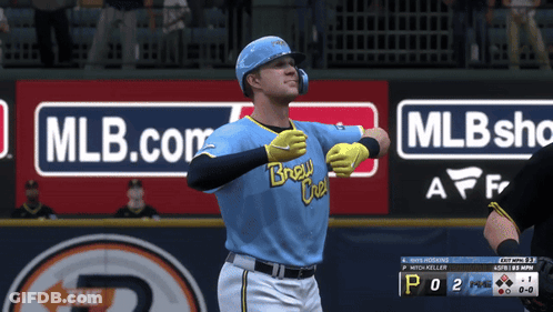 Baseball Player In Blue Jersey Brew Crew GIF