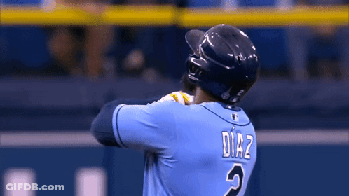 Baseball Player In Blue Jersey Diaz GIF