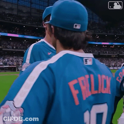 Baseball Player In Blue Jersey Frelick GIF