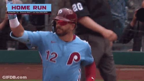 Baseball Player In Blue Jersey Number 12 GIF