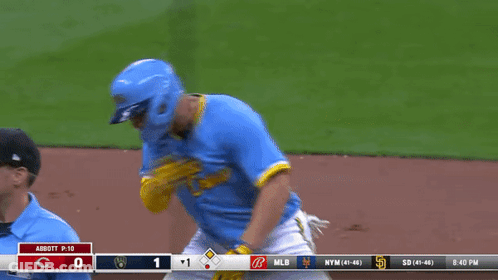 Baseball Player In Blue Jersey Saying Crew GIF