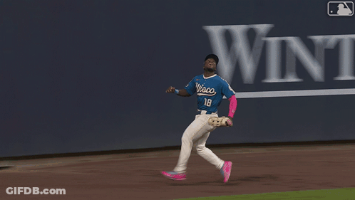 Baseball Player In Blue Jersey Saying Jackson Controls GIF