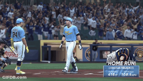 Baseball Player In Blue Jersey Saying Power Hitter GIF
