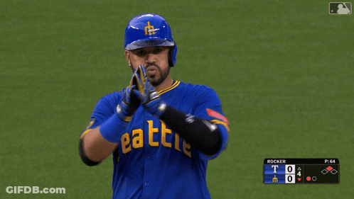 Baseball Player In Blue Jersey Seattle GIF