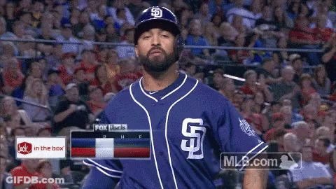 Baseball Player In Blue Jersey With Letter S GIF