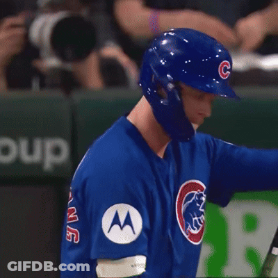 Baseball Player In Blue Jersey With M On Sleeve GIF