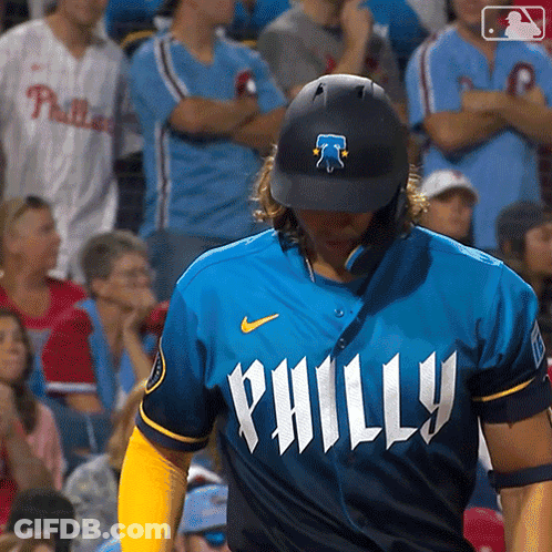 Baseball Player In Blue Philly Jersey GIF