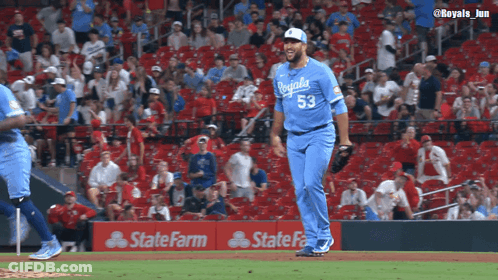 Baseball Player In Blue Royals Jersey GIF
