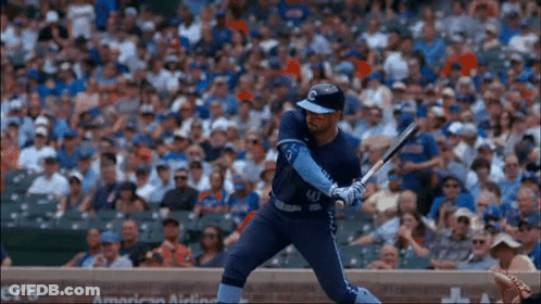 Baseball Player In Blue Uniform With C GIF
