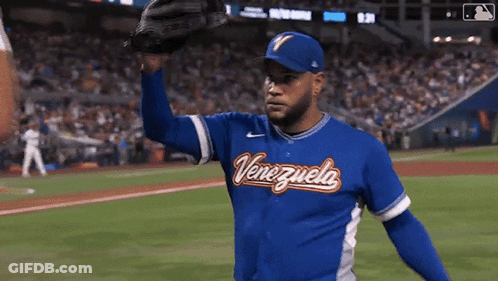 Baseball Player In Blue Venezuela Jersey GIF