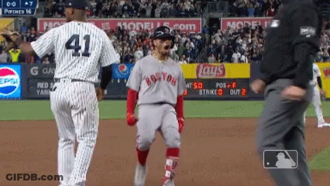 Baseball Player In Boston Jersey GIF