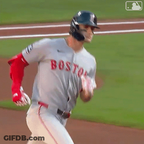 Baseball Player In Boston Jersey Running GIF
