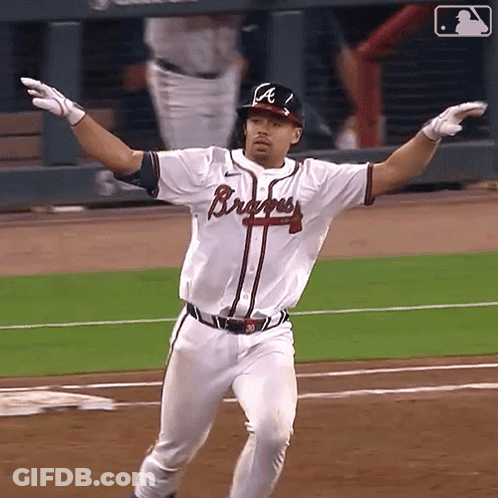Baseball Player In Braves Jersey Running GIF