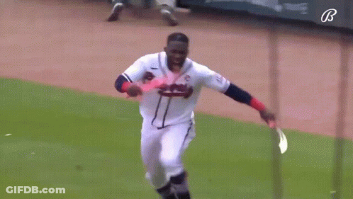 Baseball Player In Braves Uniform Running GIF