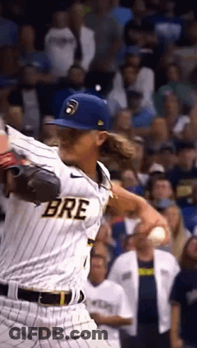 Baseball Player In Bre Jersey Throwing Baseball GIF