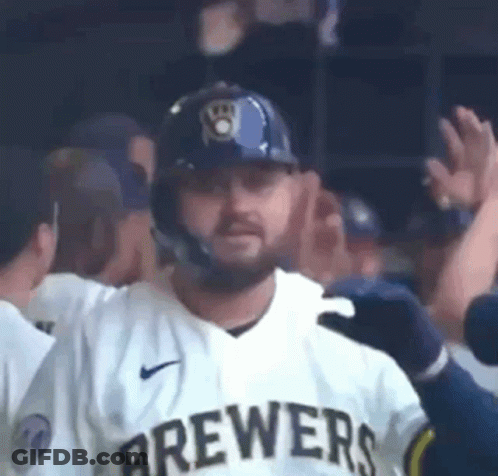Baseball Player In Brewers Jersey And Helmet GIF