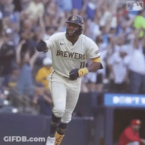 Baseball Player In Brewers Jersey Running GIF