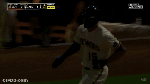 Baseball Player In Brewers Jersey Running GIF