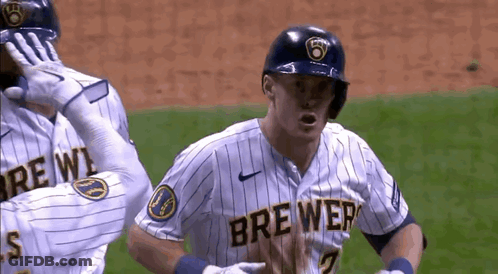 Baseball Player In Brewers Jersey Running GIF