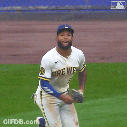 Baseball Player In Brewers Jersey Running GIF