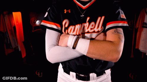 Baseball Player In Cambell Jersey Arms Crossed GIF
