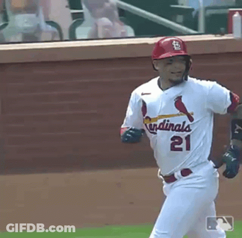 Baseball Player In Cardinals Jersey Running GIF