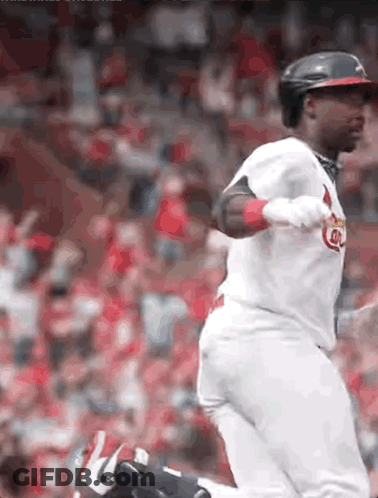 Baseball Player In Cardinals Uniform Running GIF