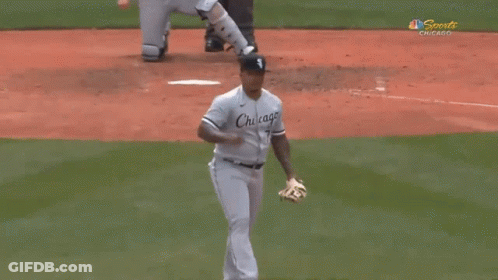 Baseball Player In Chicago Uniform Holding Glove GIF
