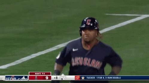 Baseball Player In Cleveland Jersey Running GIF