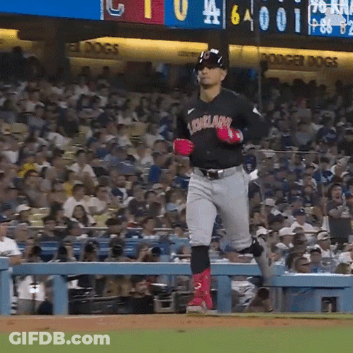 Baseball Player In Cleveland Jersey Running GIF