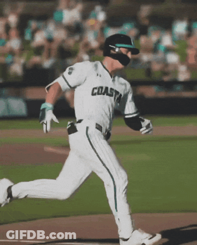 Baseball Player In Coast Uniform Running To Home Plate GIF
